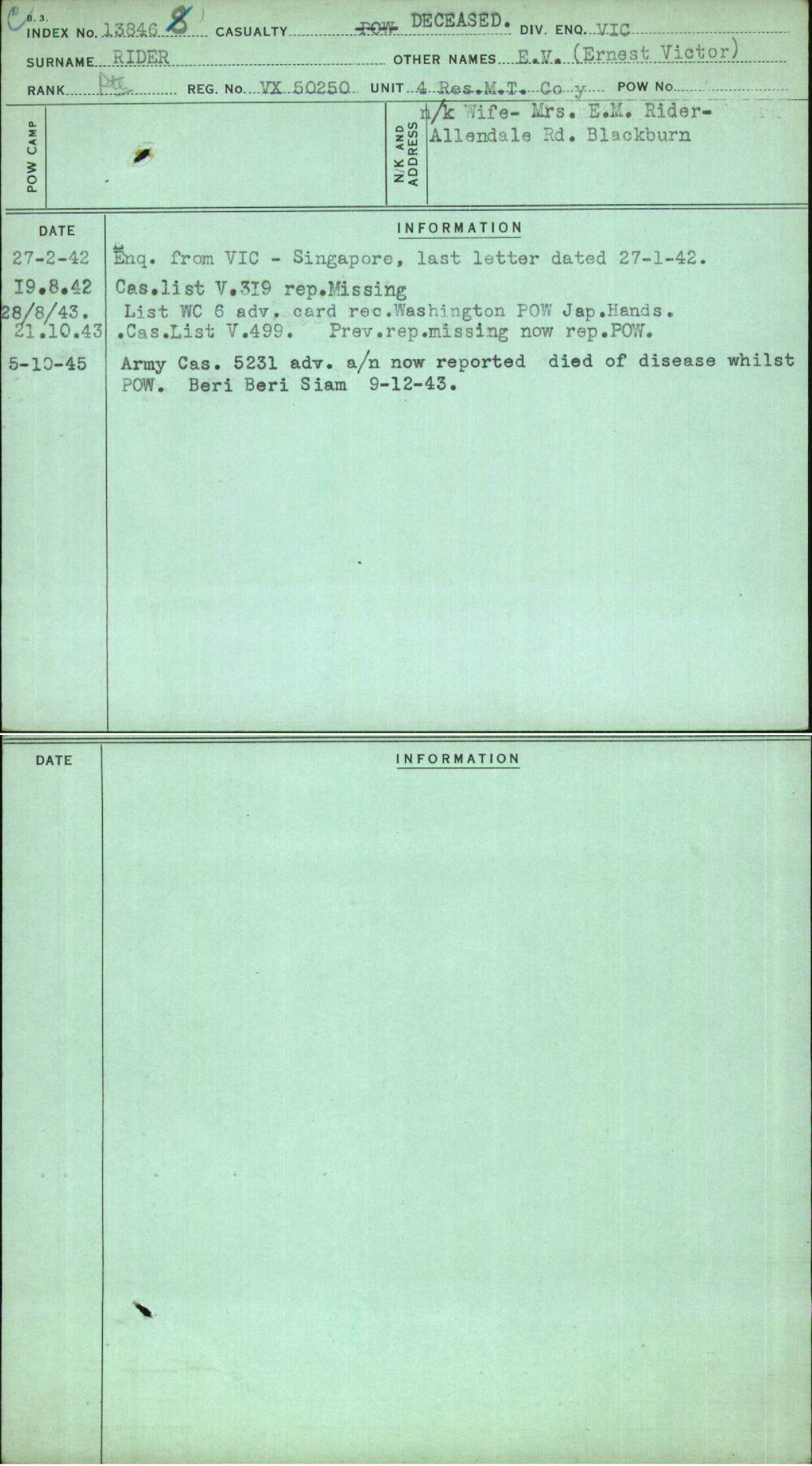 Rider, E V (Ernest Victor), VX50250