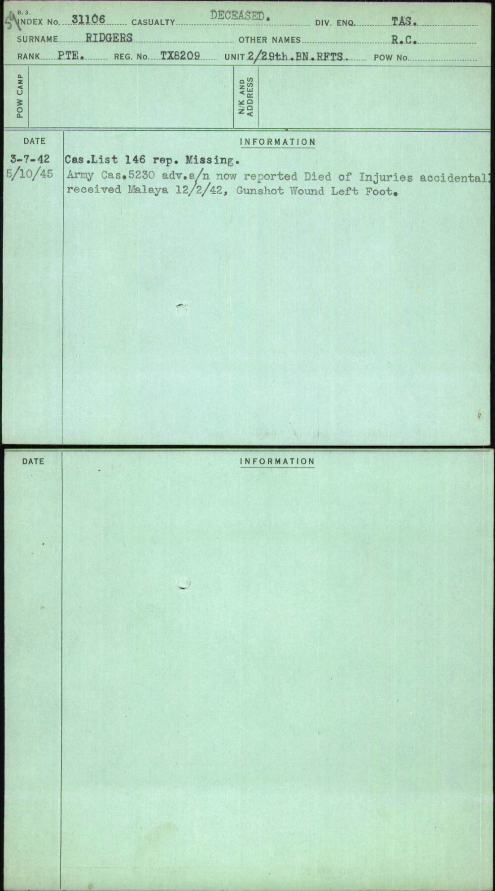 Ridgers, R C, TX8209