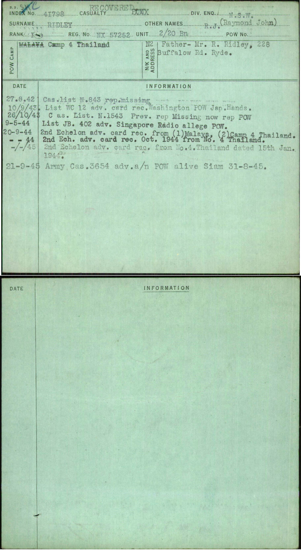 Ridley, R J (Raymond John), NX57252
