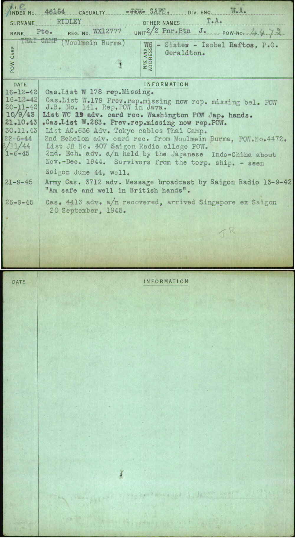 Ridley, T A, WX12777