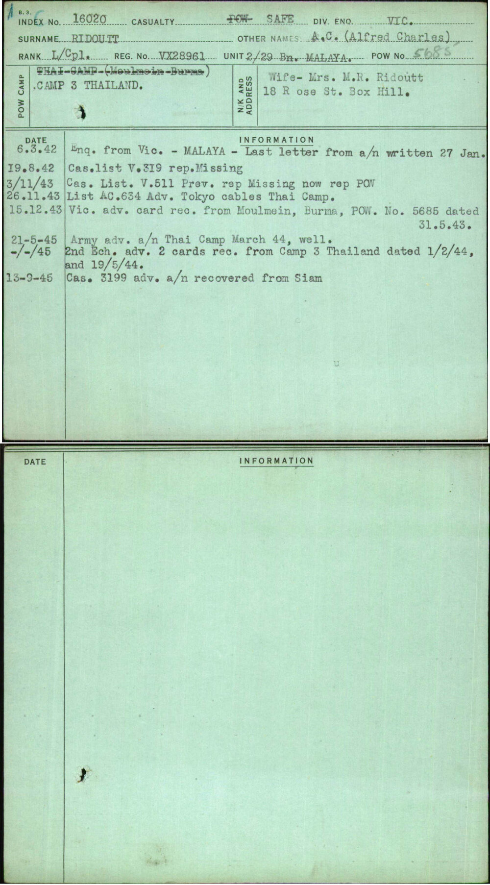 Ridoutt, A C (Alfred Charles), VX28961