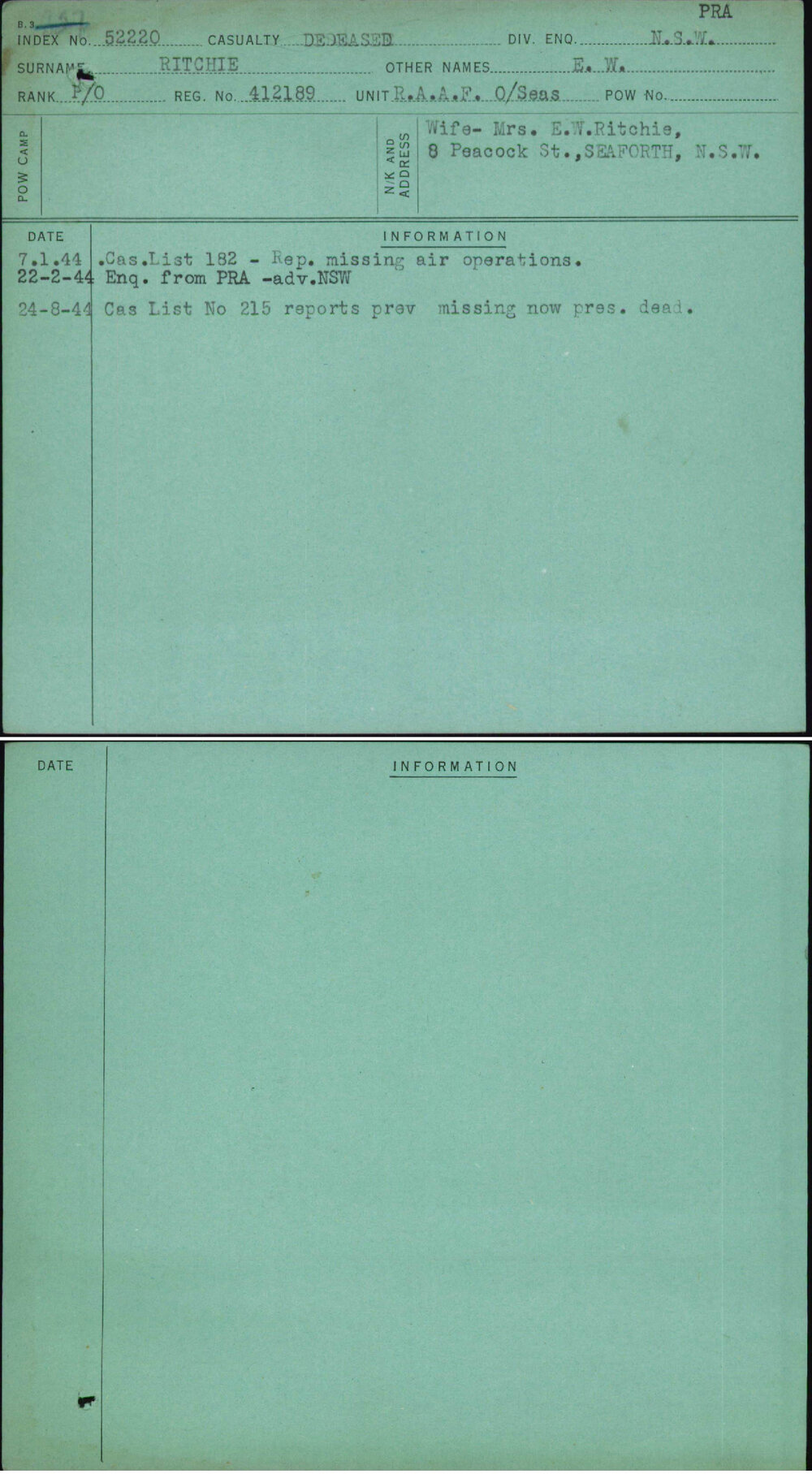 Ritchie, E W, 412189