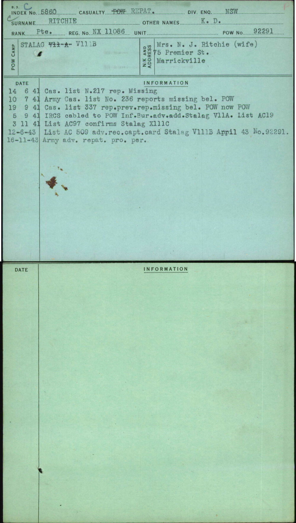 Ritchie, K D, NX11086