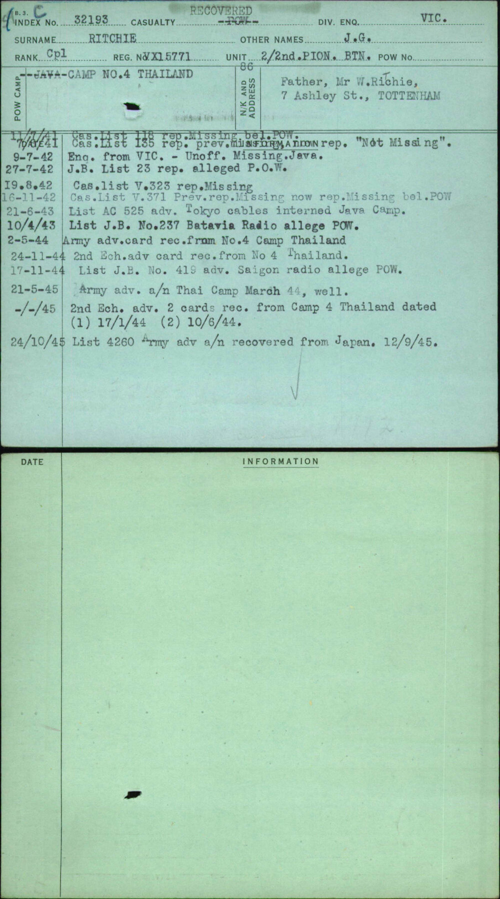 Ritchie, J G, VX15771
