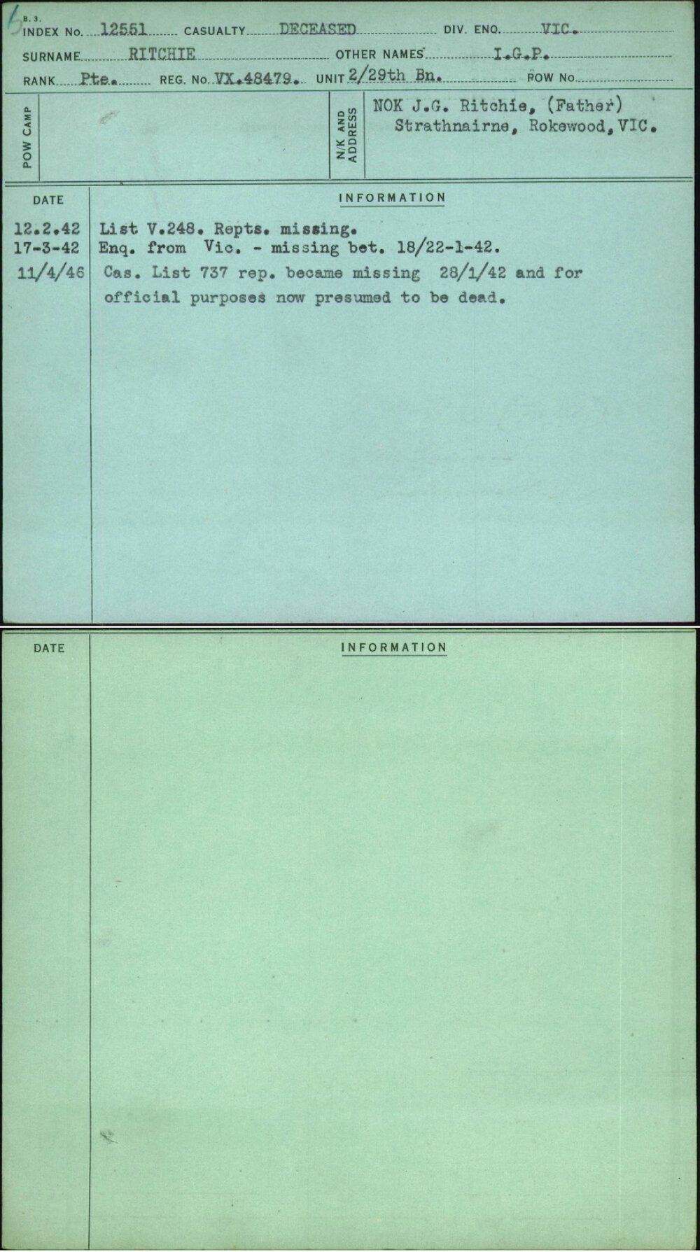 Ritchie, I G P, VX48479