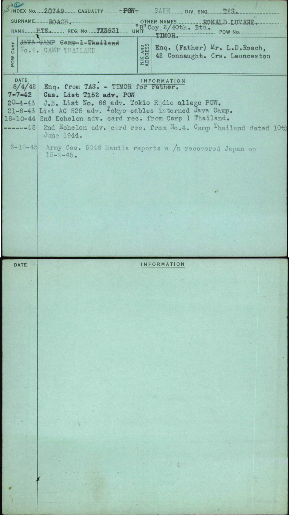 Roach, Ronald Luvane, TX3931