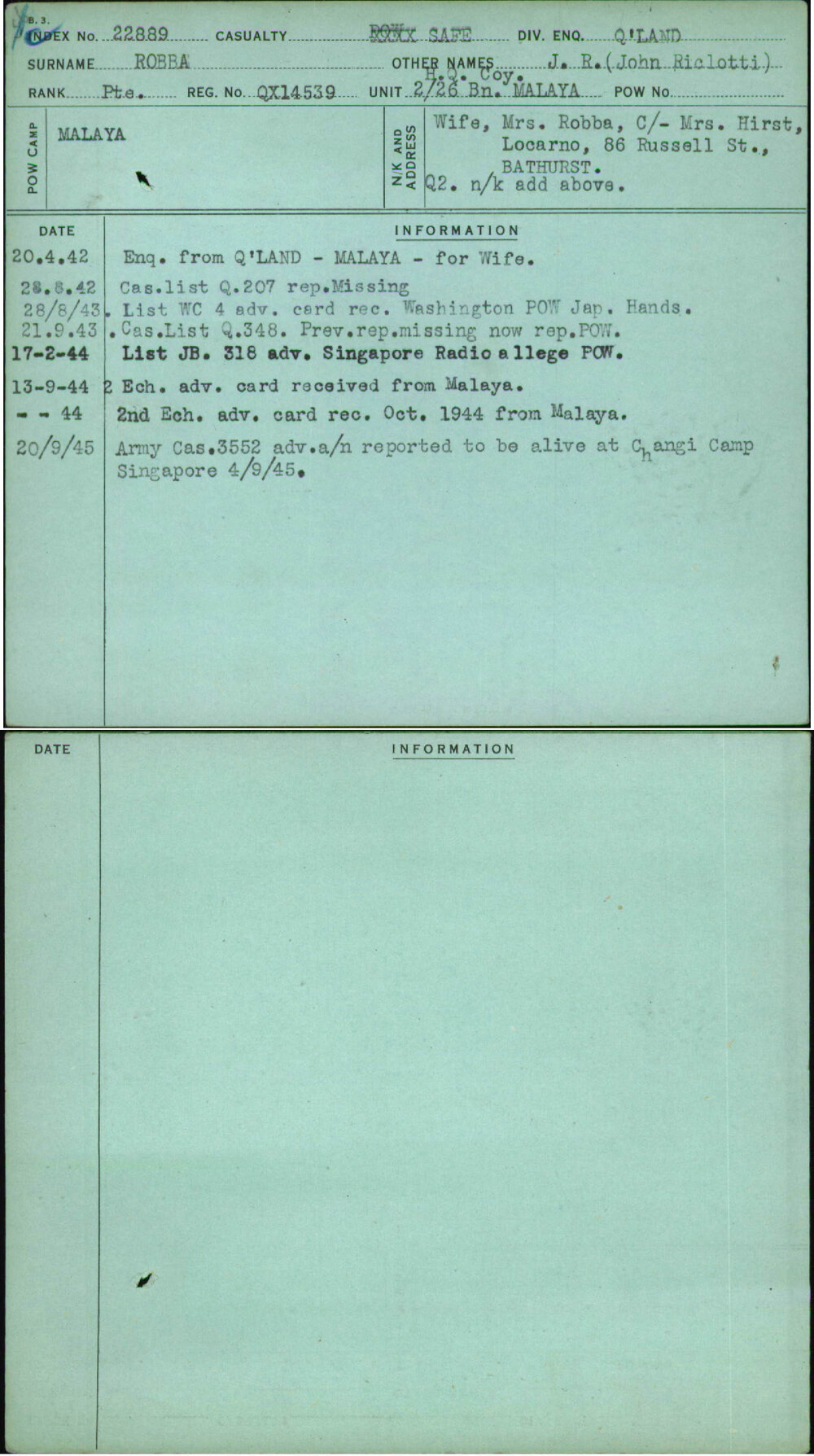 Robba, J R (John Riclotti), QX14539