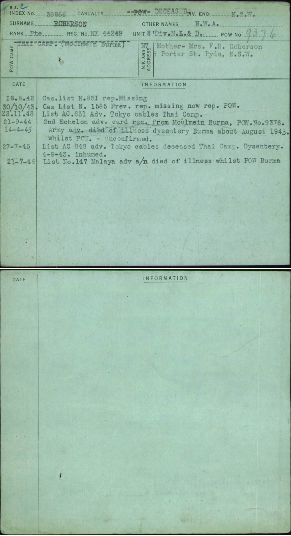 Roberson, N W A, NX44249