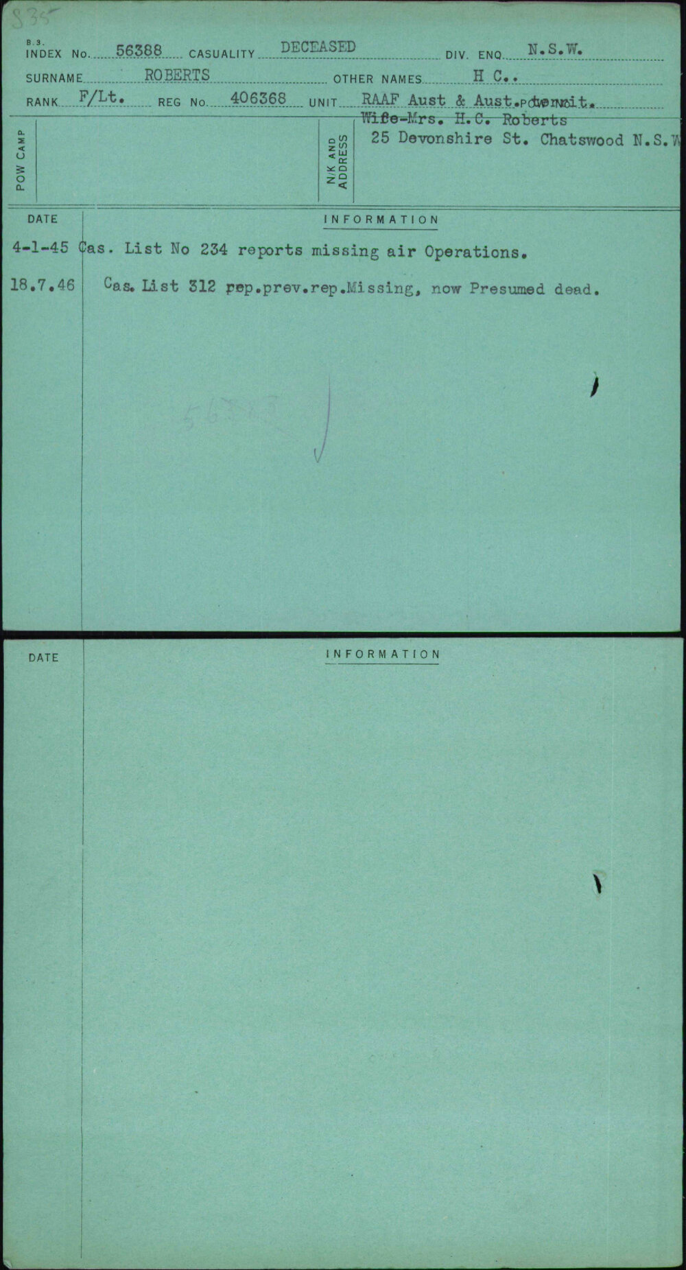 Roberts, H C, 406368