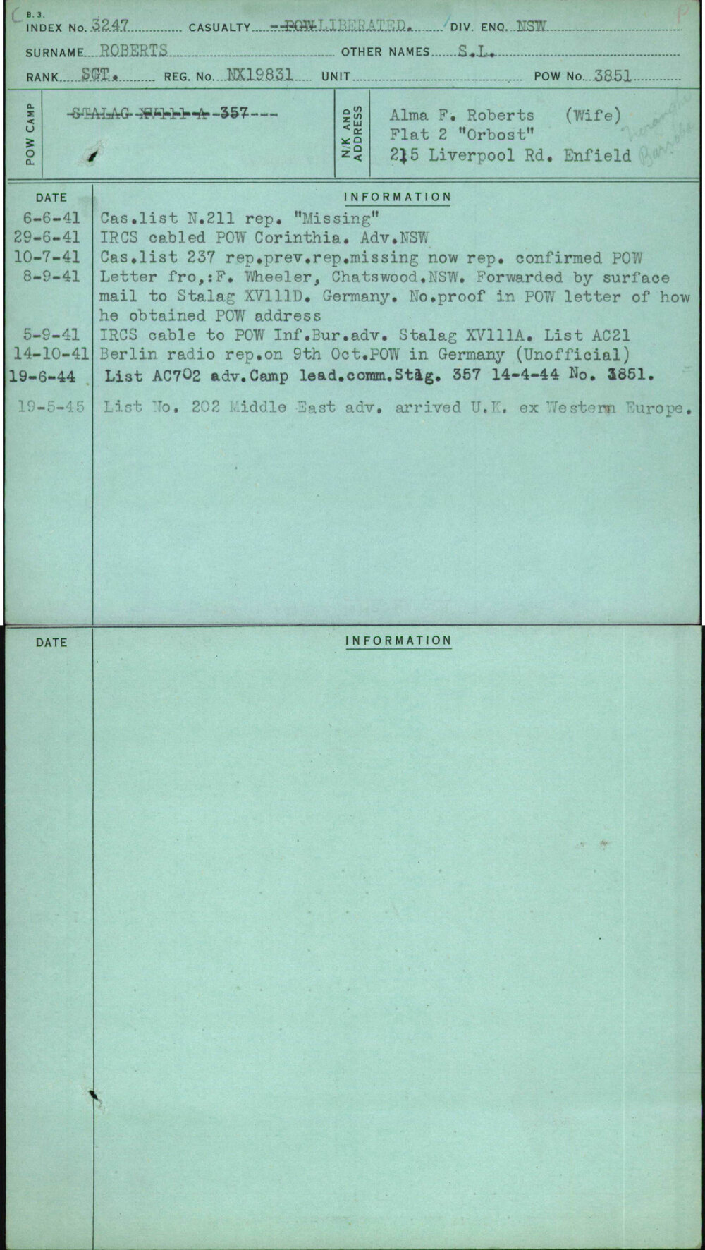 Roberts, S L, NX19831