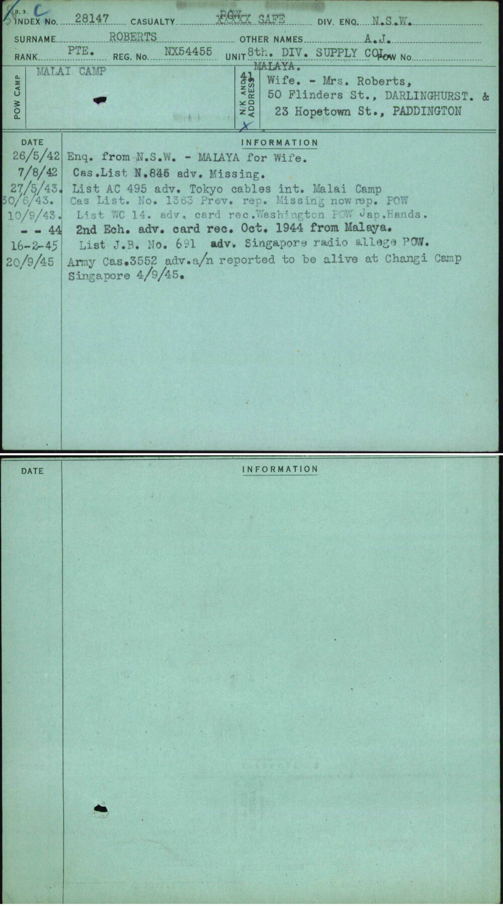 Roberts, A J, NX54455