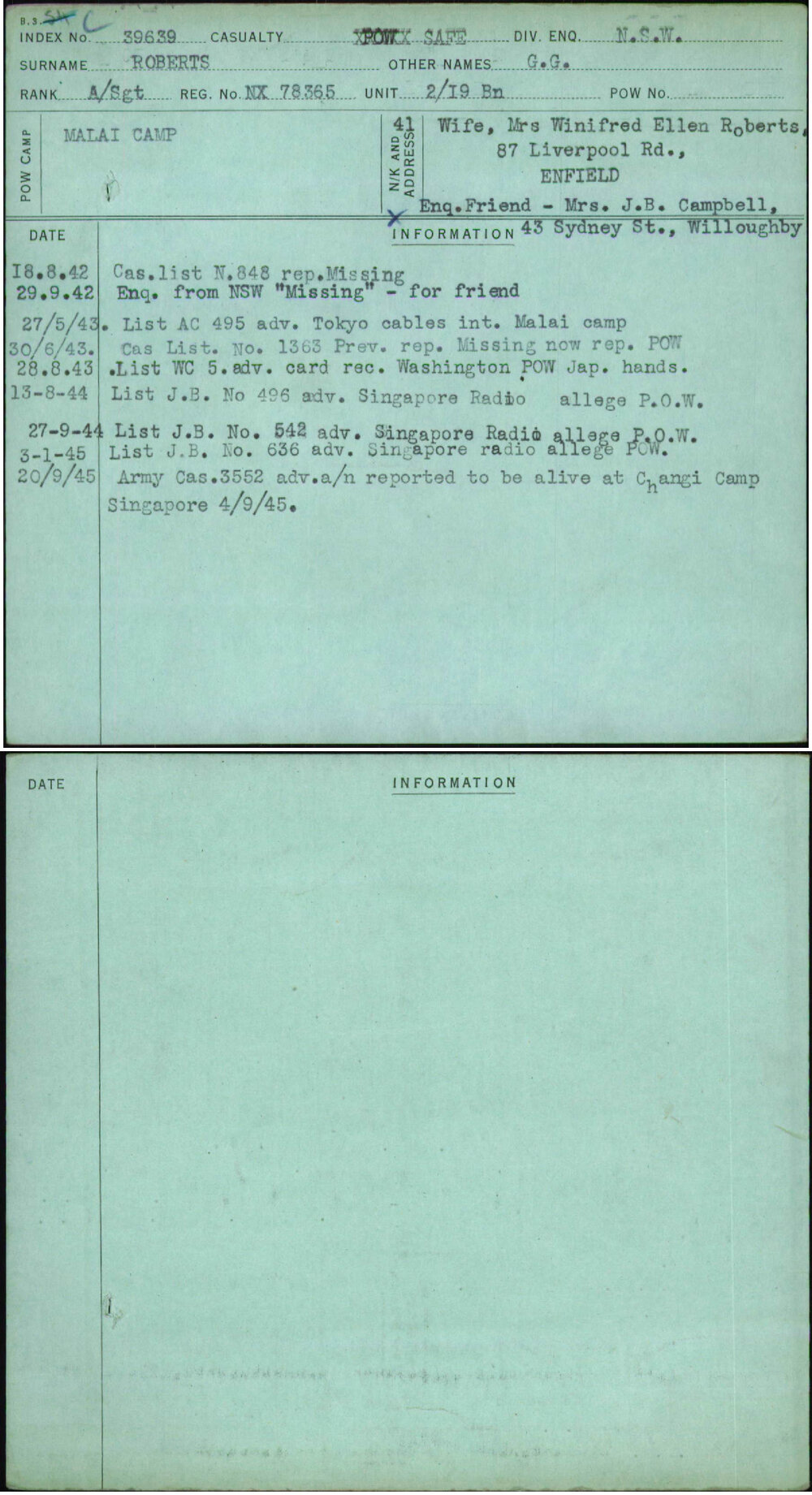 Roberts, G G, NX78365