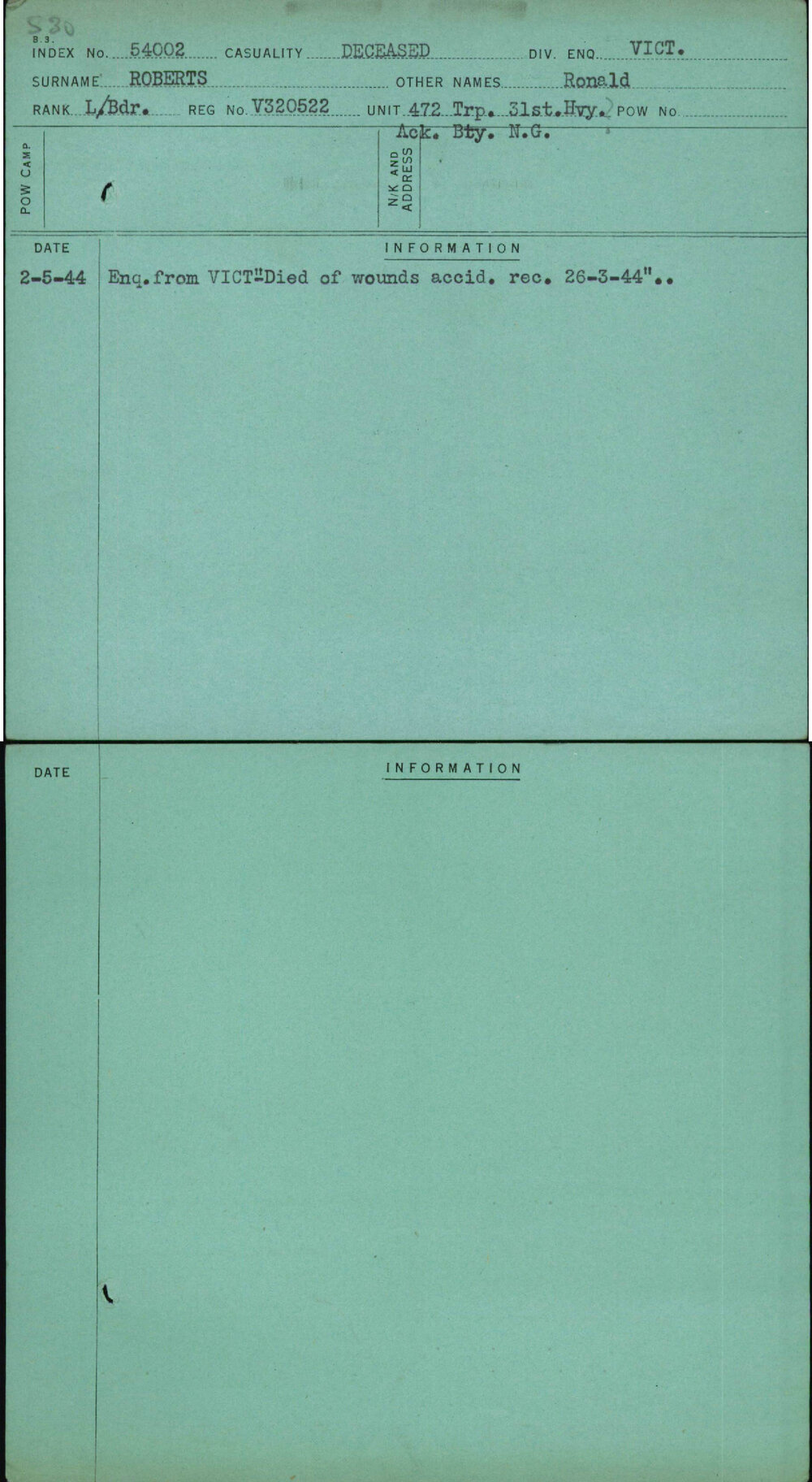 Roberts, Ronald, V320522