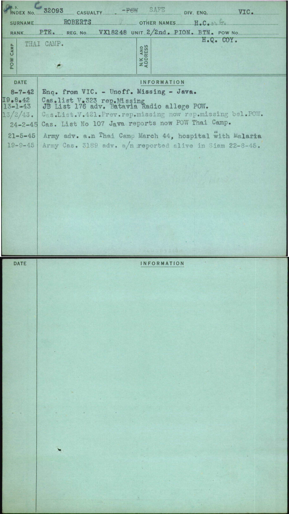 Roberts, H C, VX18248