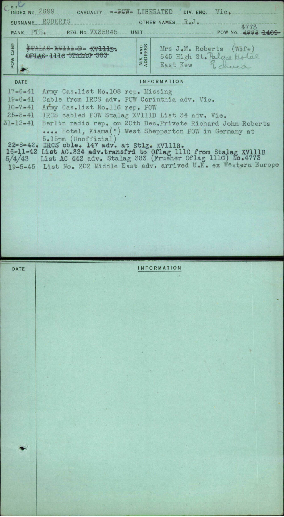 Roberts, R J, VX35845