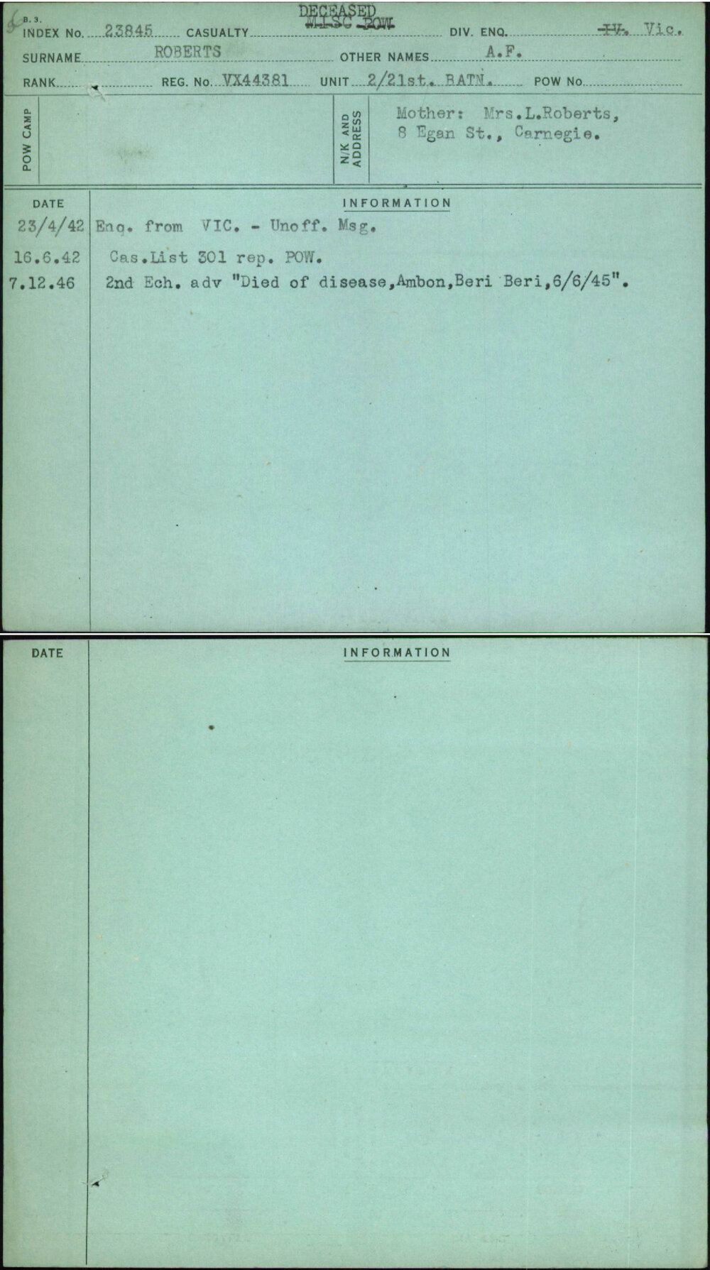 Roberts, A F, VX44381