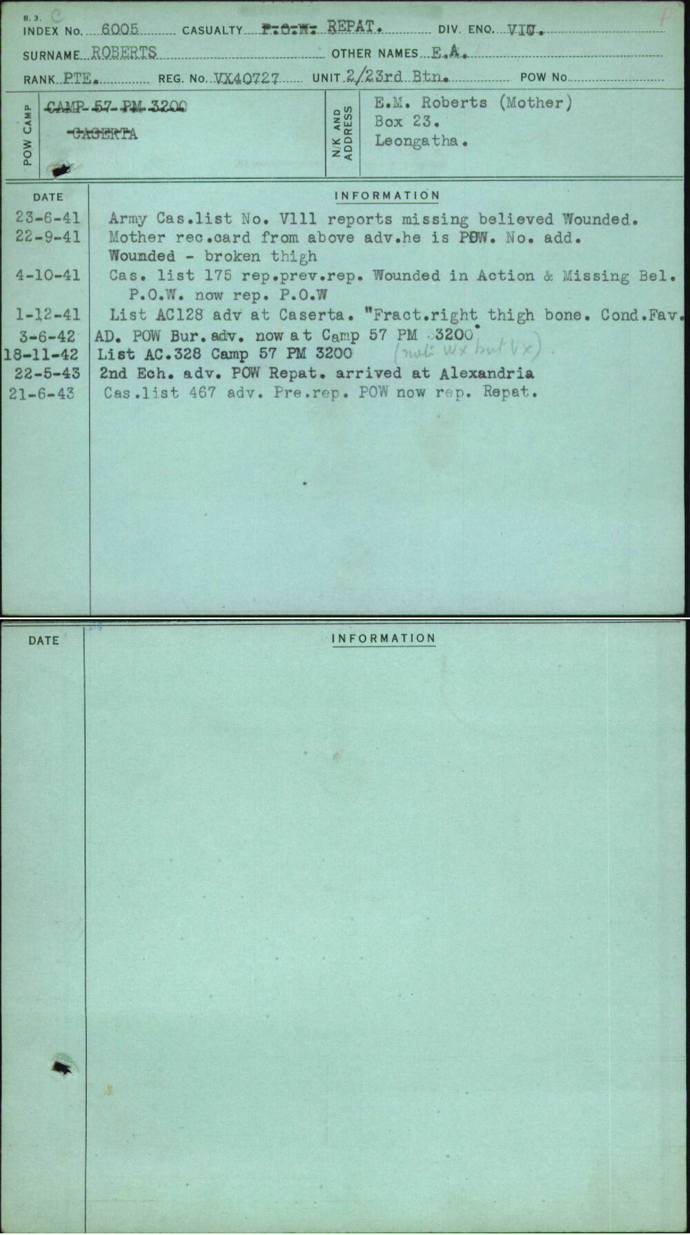 Roberts, E A, VX40727