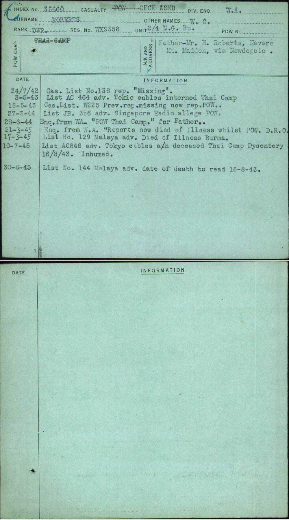 Roberts, W C, WX9358