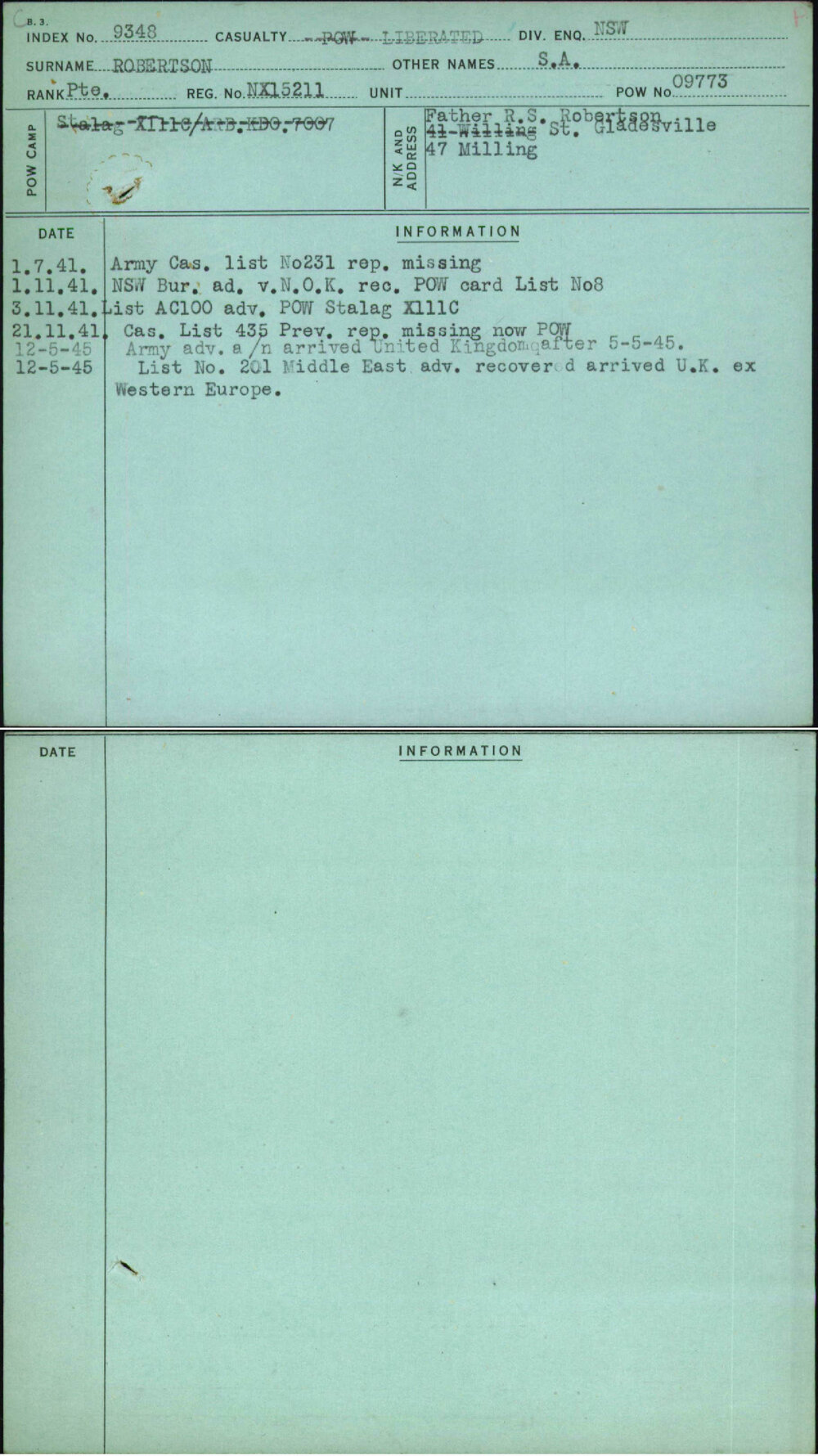 Robertson, S A, NX15211