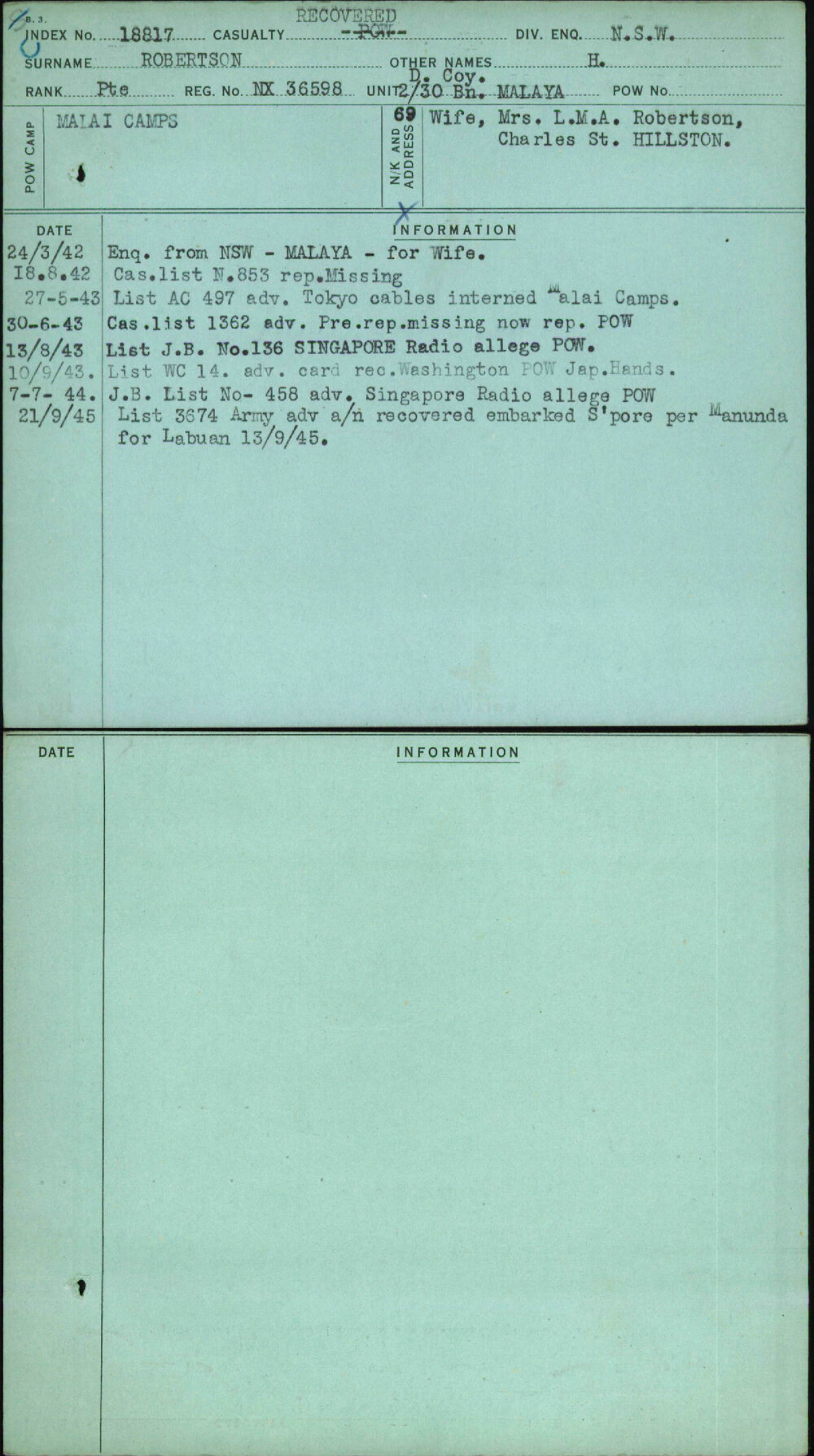 Robertson, H, NX36598