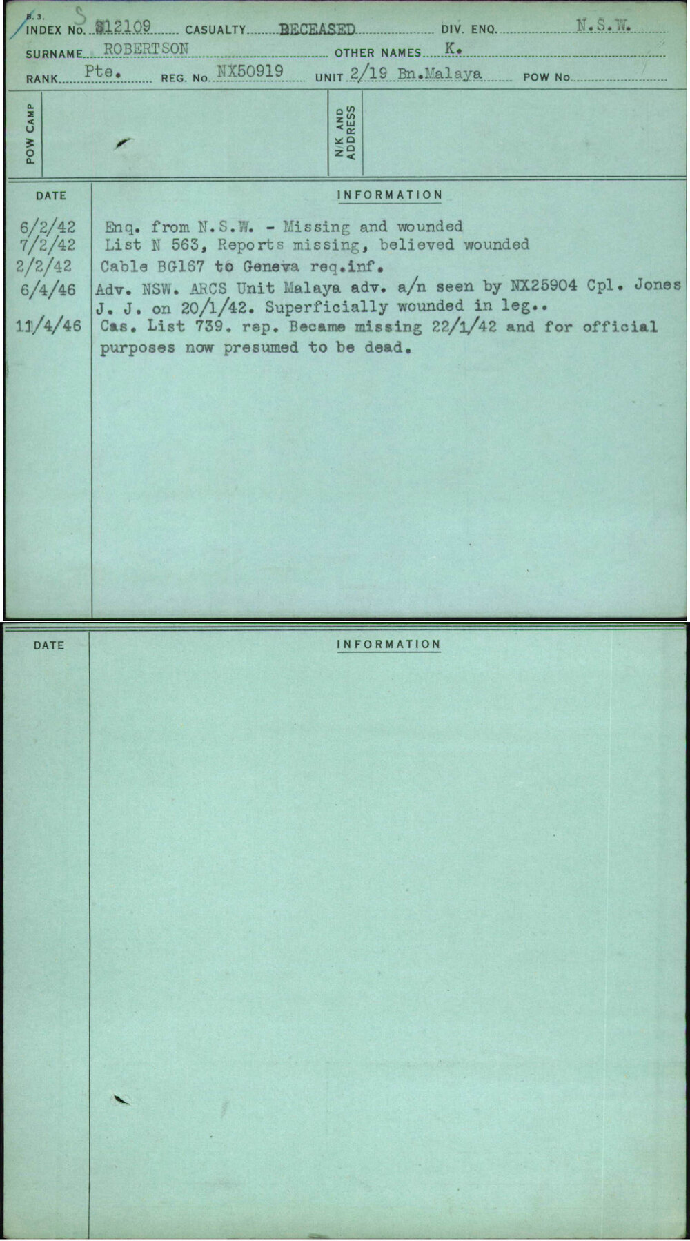 Robertson, K, NX50919