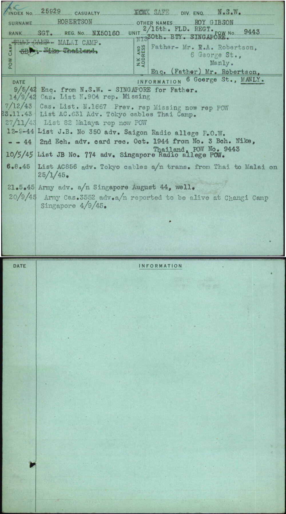 Robertson, Roy Gibson, NX50160