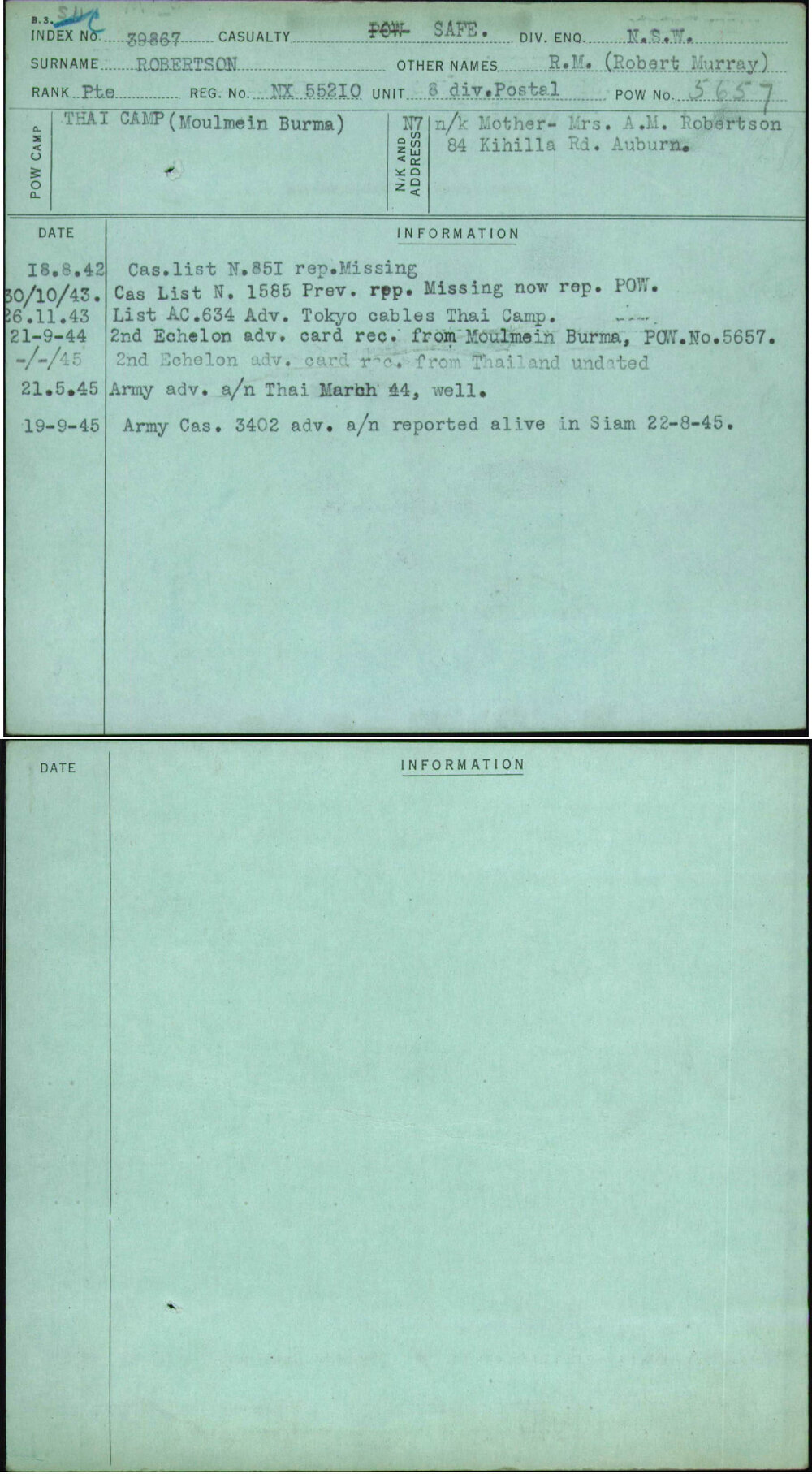 Robertson, R M (Robert Murray), NX55210