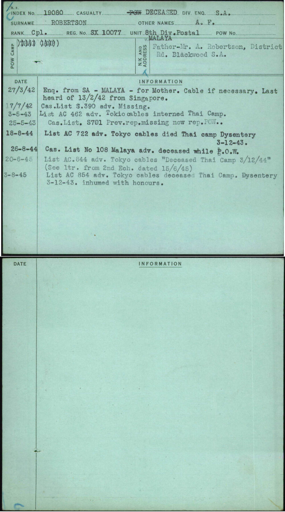 Robertson, A F, SX10077