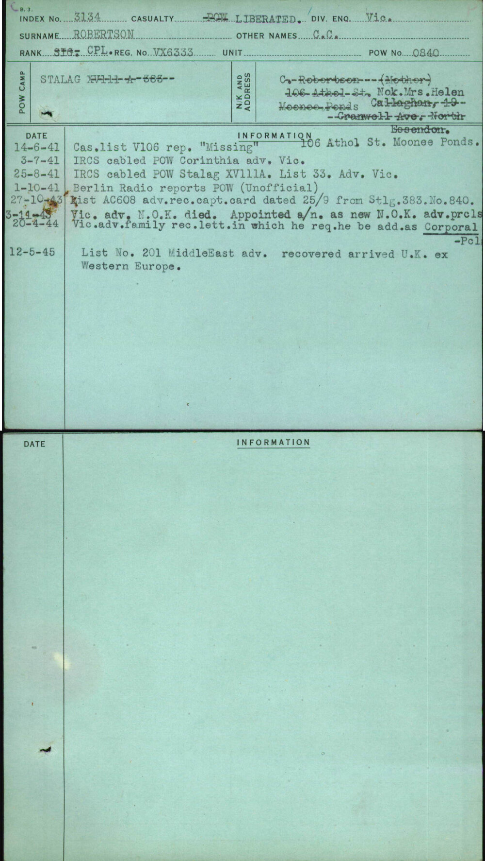 Robertson, C C, VX6333