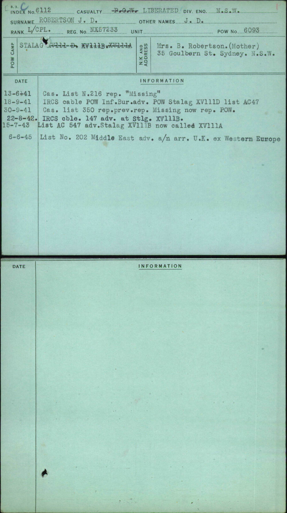 Robertson J D, J D, NX57233