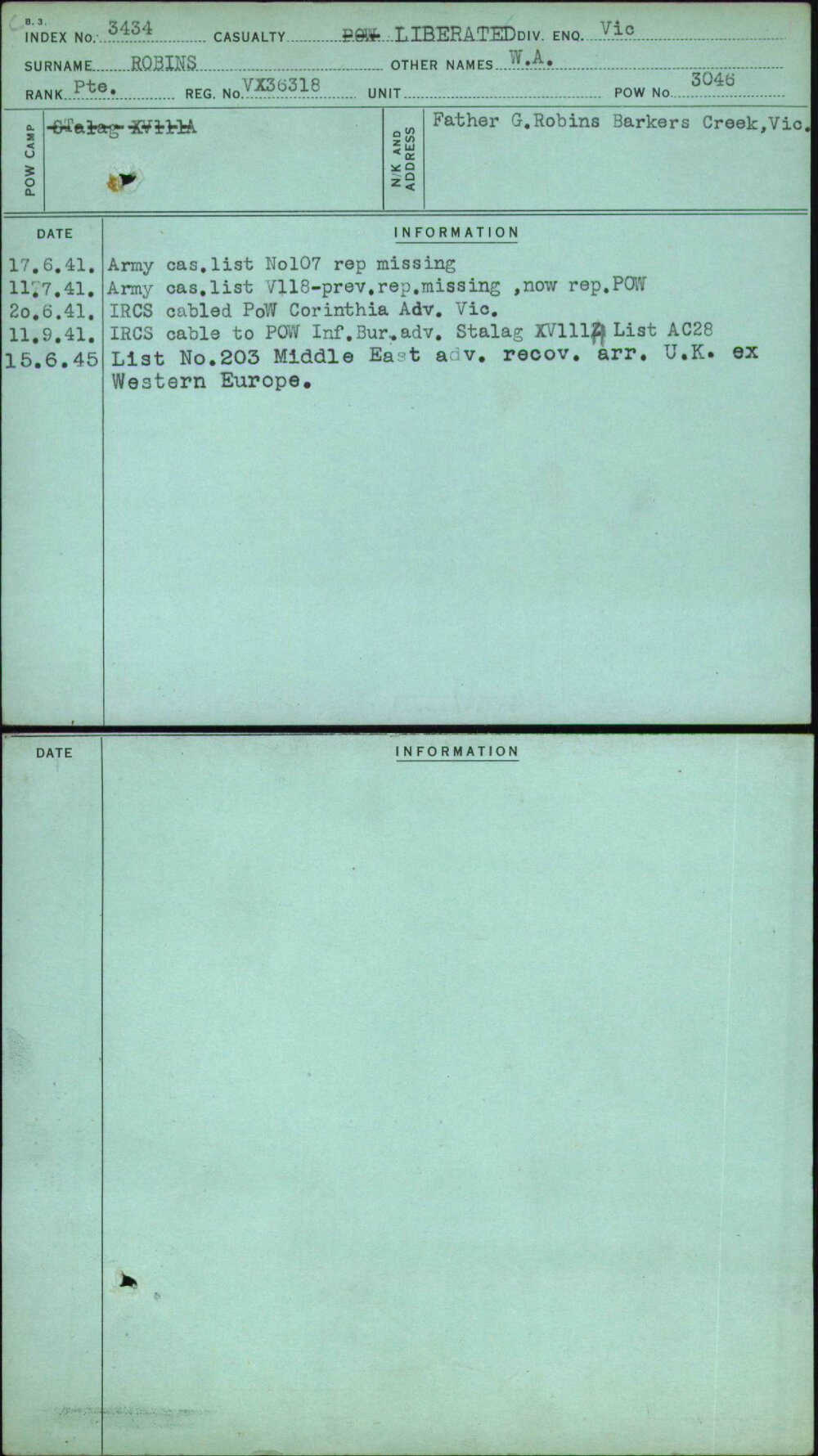 Robins, W A, VX36318