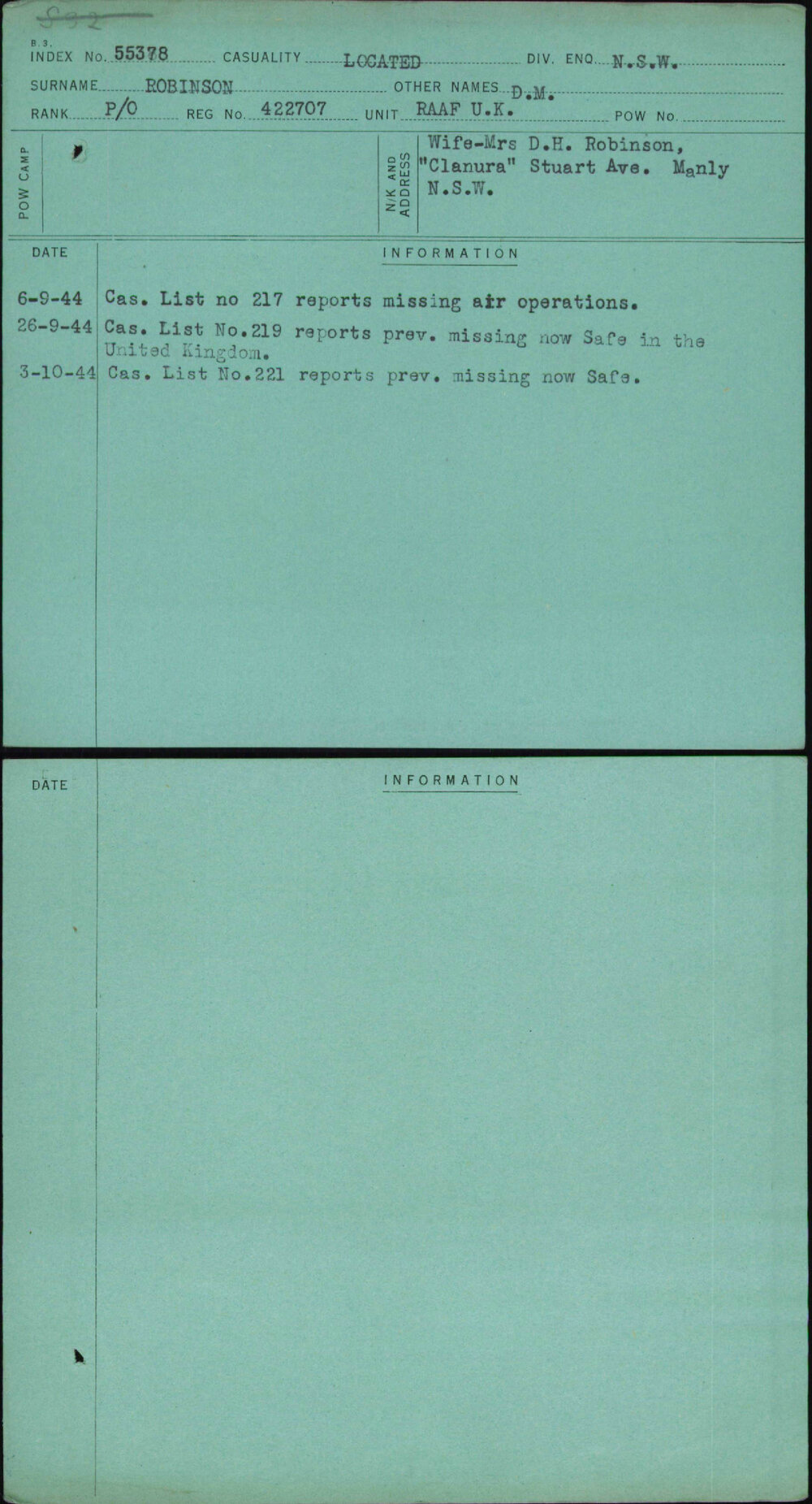 Robinson, D M, 422707