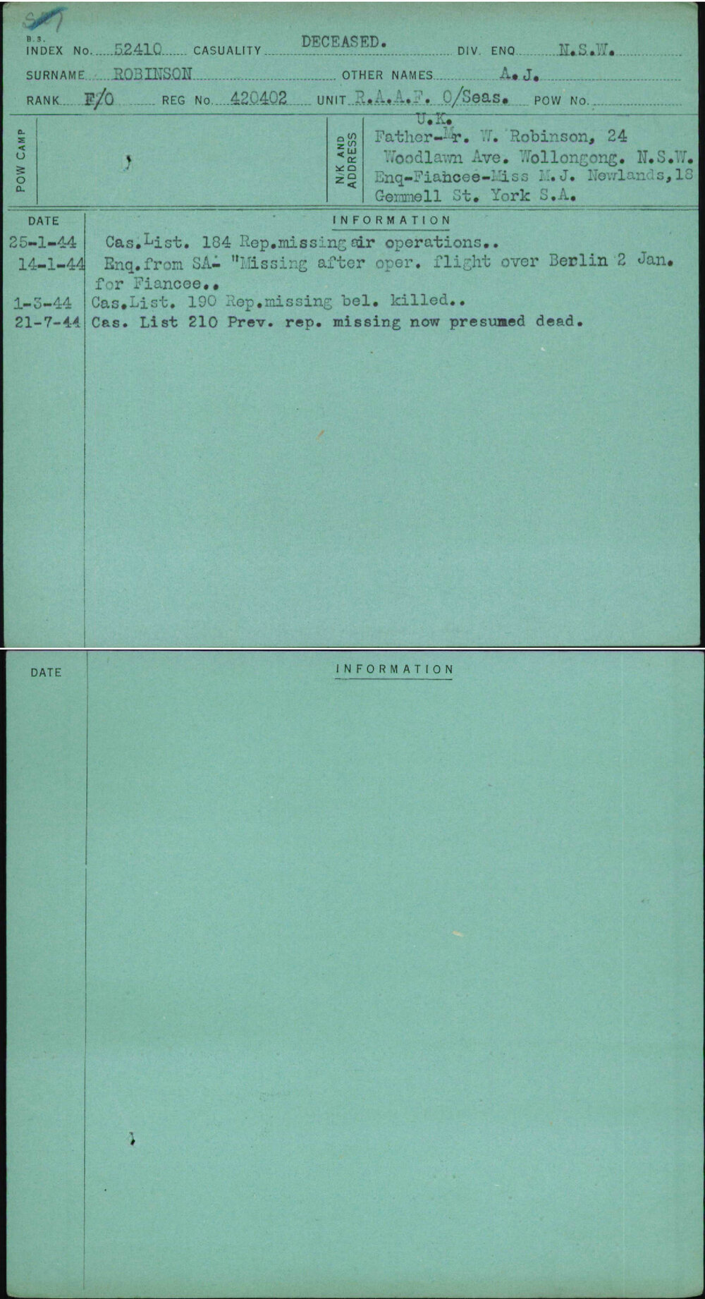 Robinson, A J, 420402