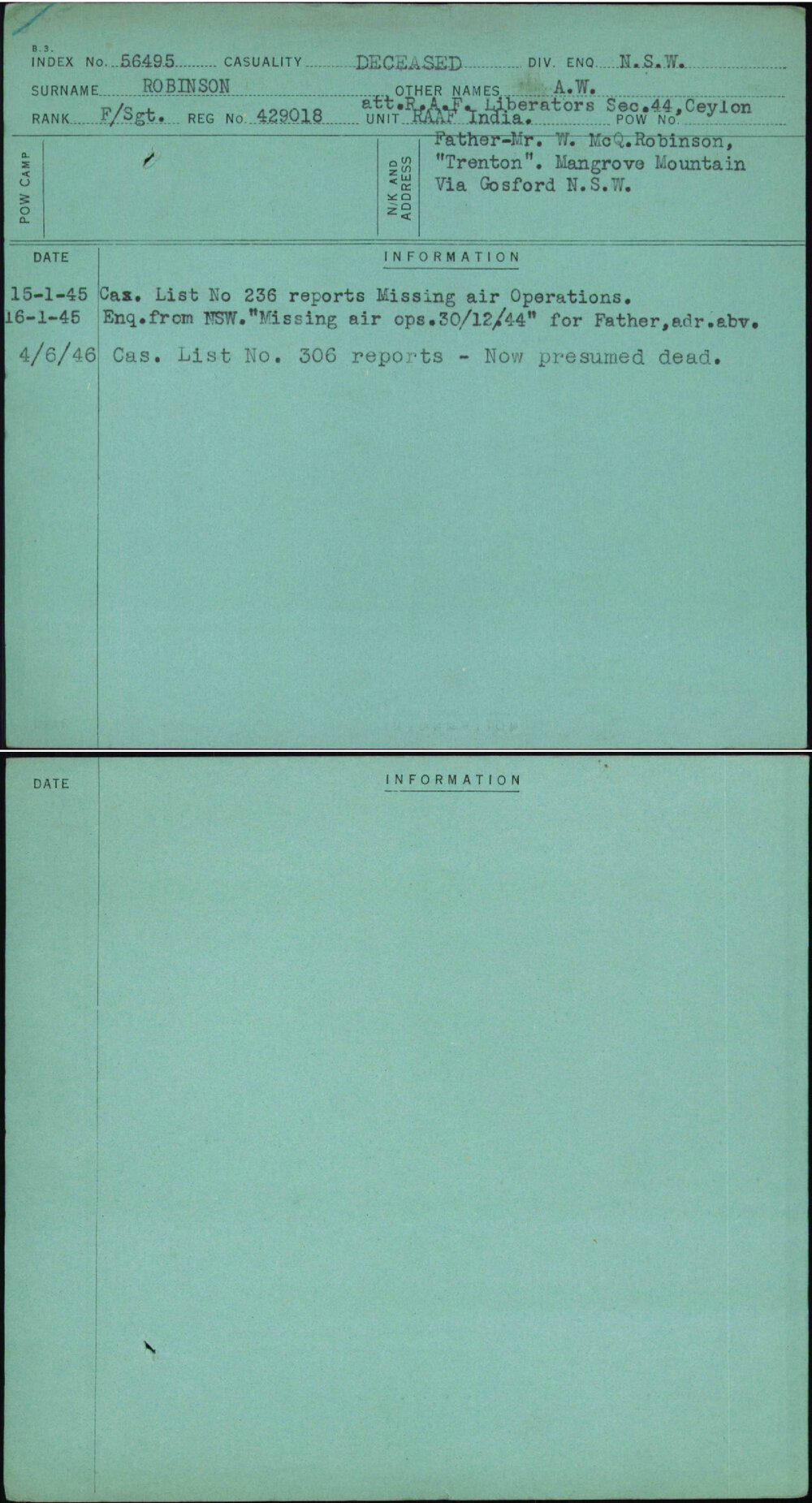 Robinson, A W, 429018