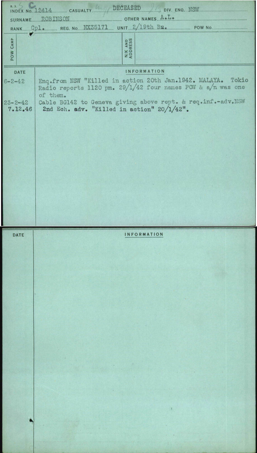 Robinson, A L, NX35171