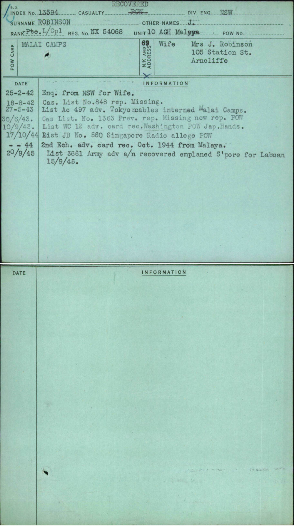 Robinson, J, NX54068