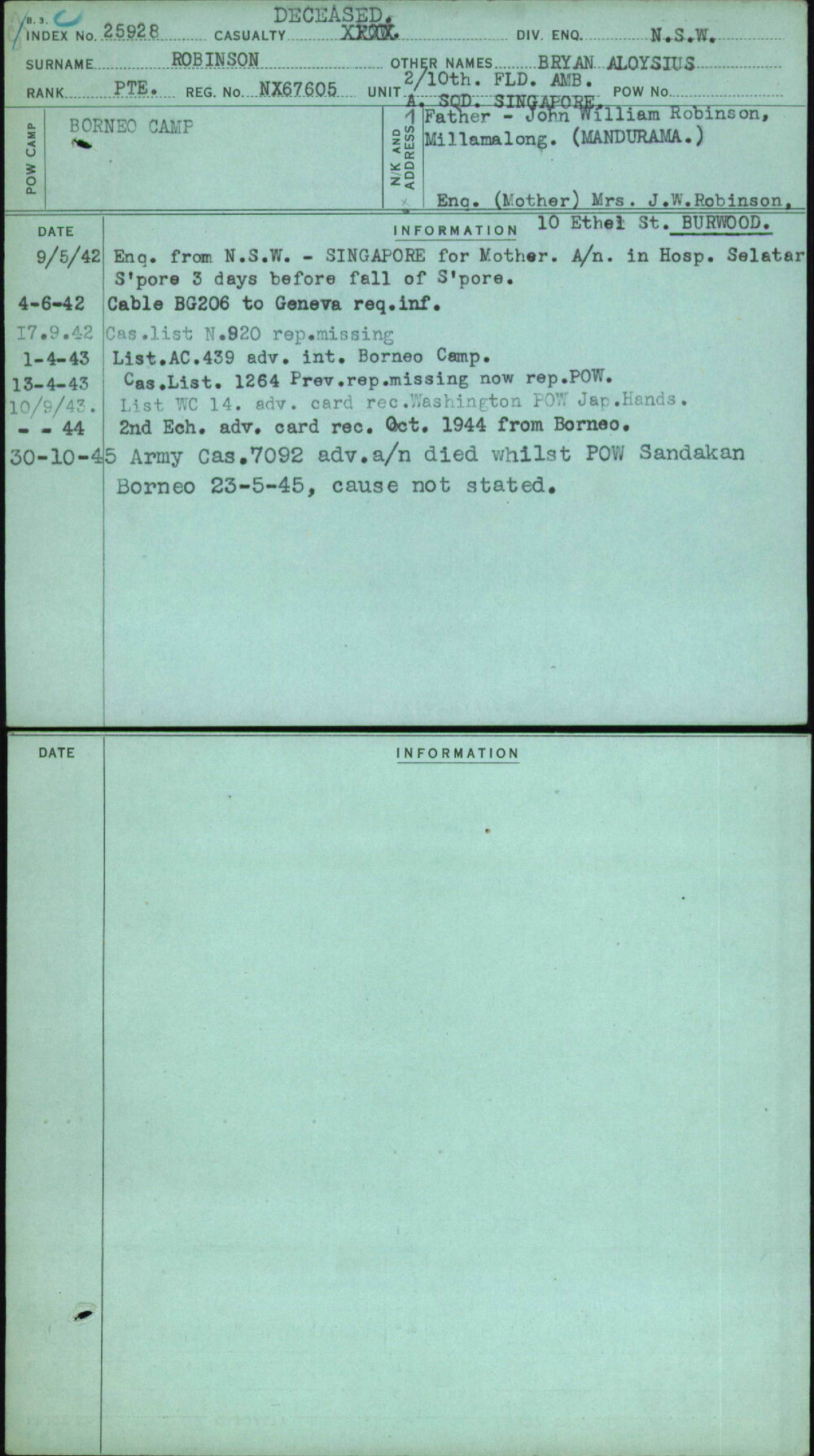 Robinson, Bryan Aloysius, NX67605