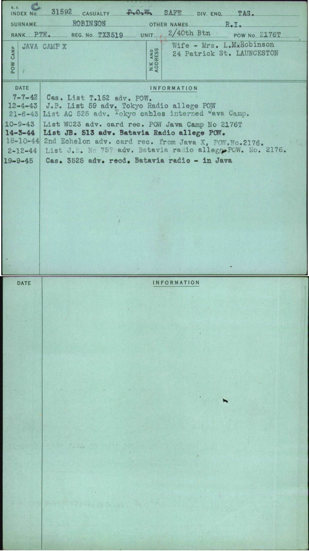 Robinson, R I, TX3519