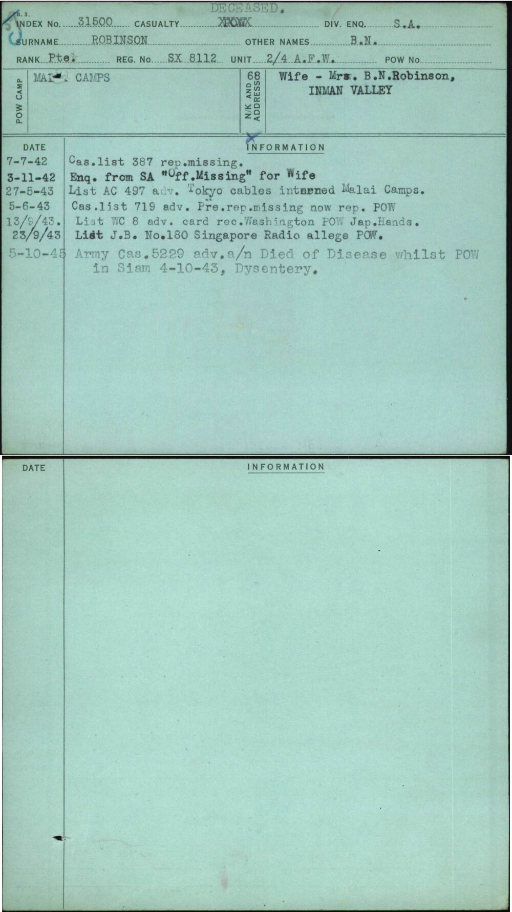 Robinson, B N, SX8112