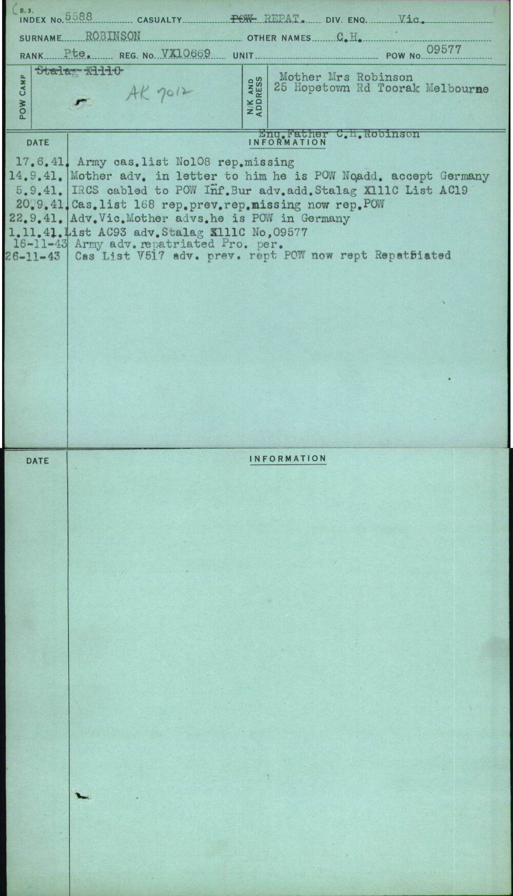 Robinson, C H, VX10669