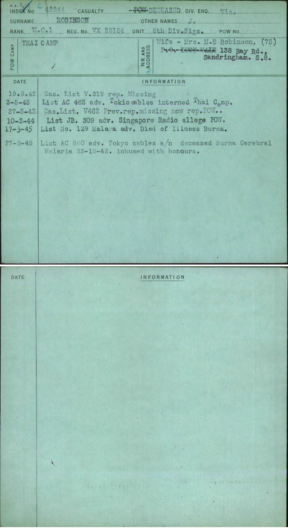 Robinson, J, VX28154