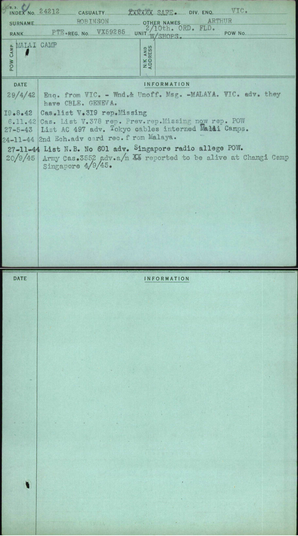 Robinson, Arthur, VX59285