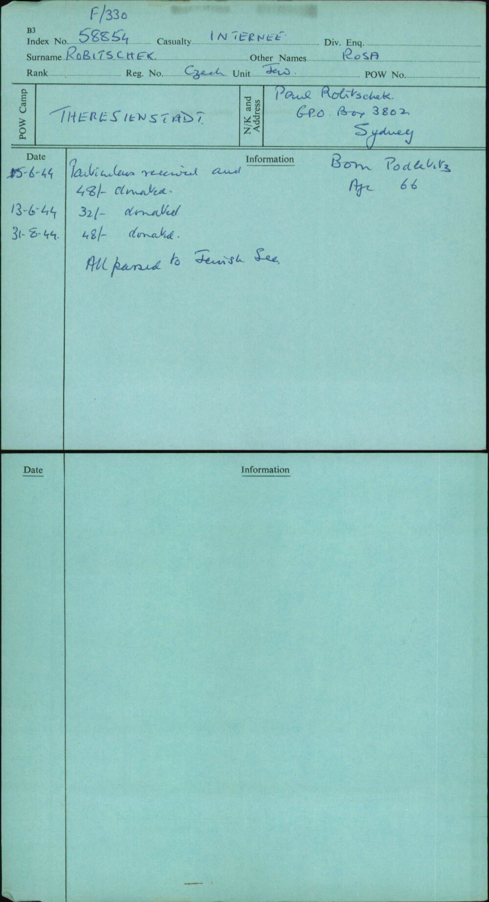 Robitschek, Rosa, Czech