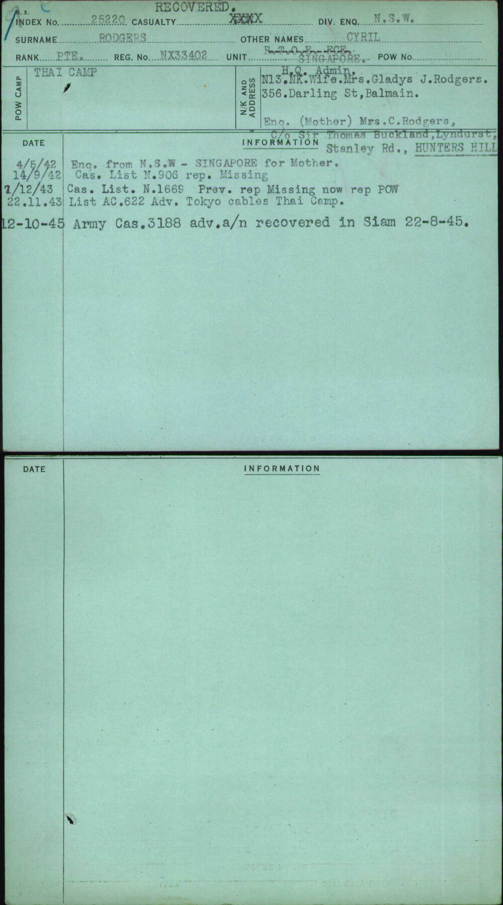 Rodgers, Cyril, NX33402