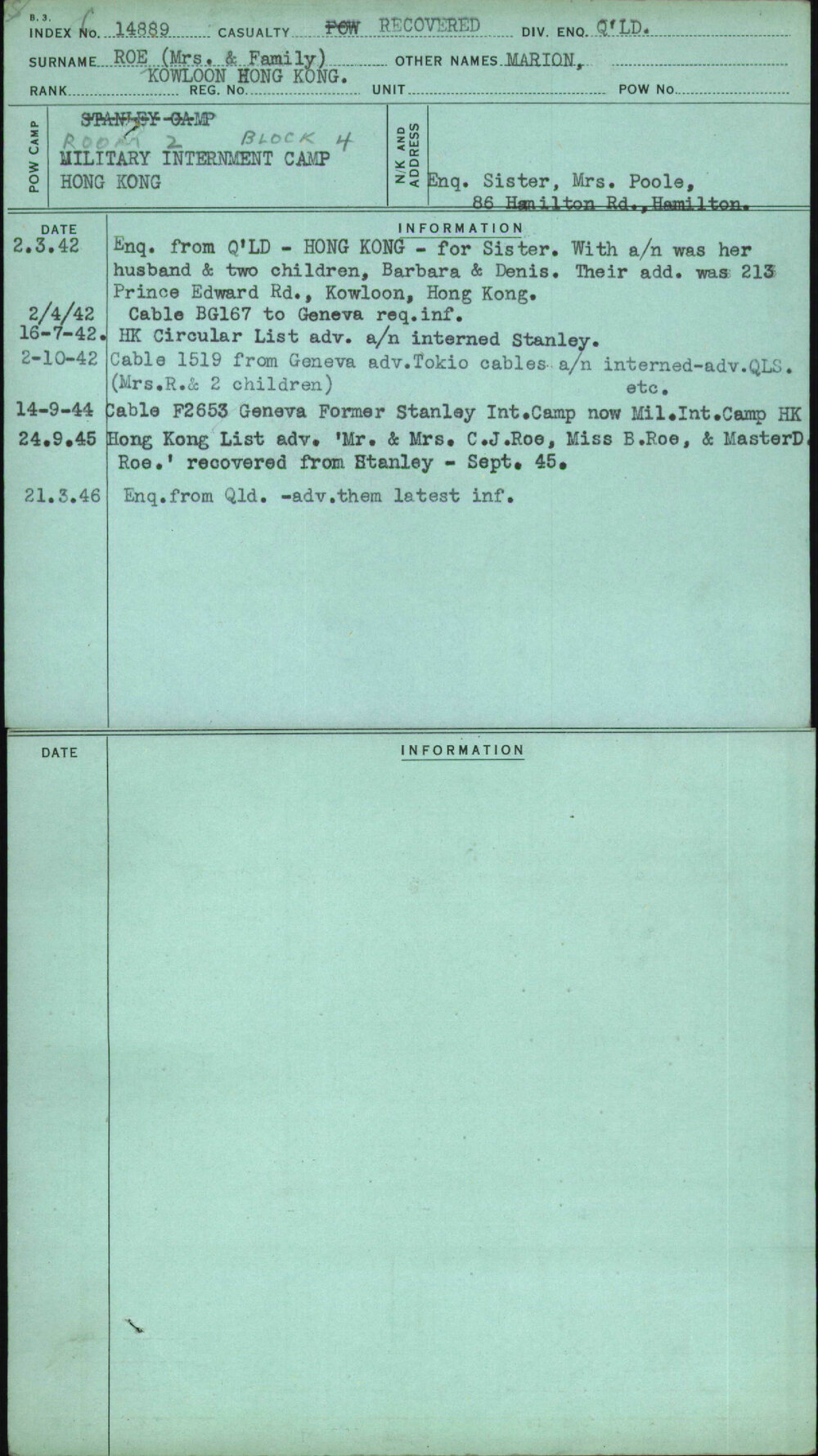 Roe (Mrs &amp; Family), Marion, Kowloon Hong Kong