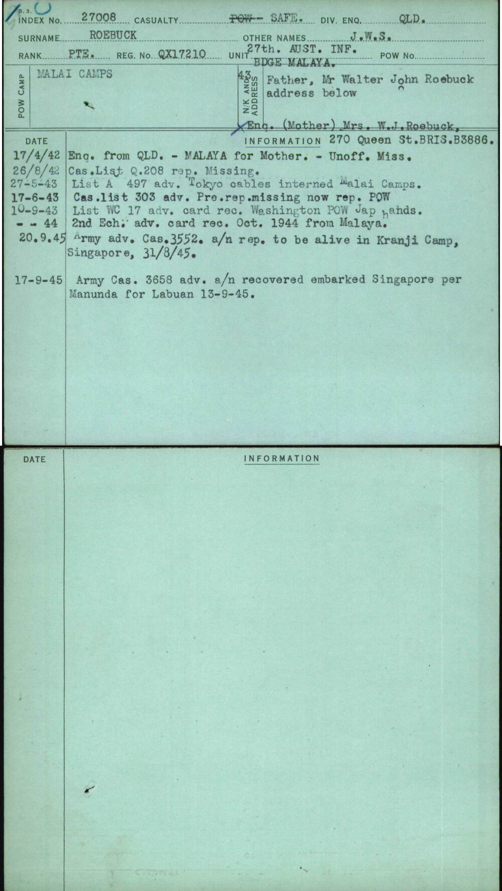 Roebuck, J W S, QX17210