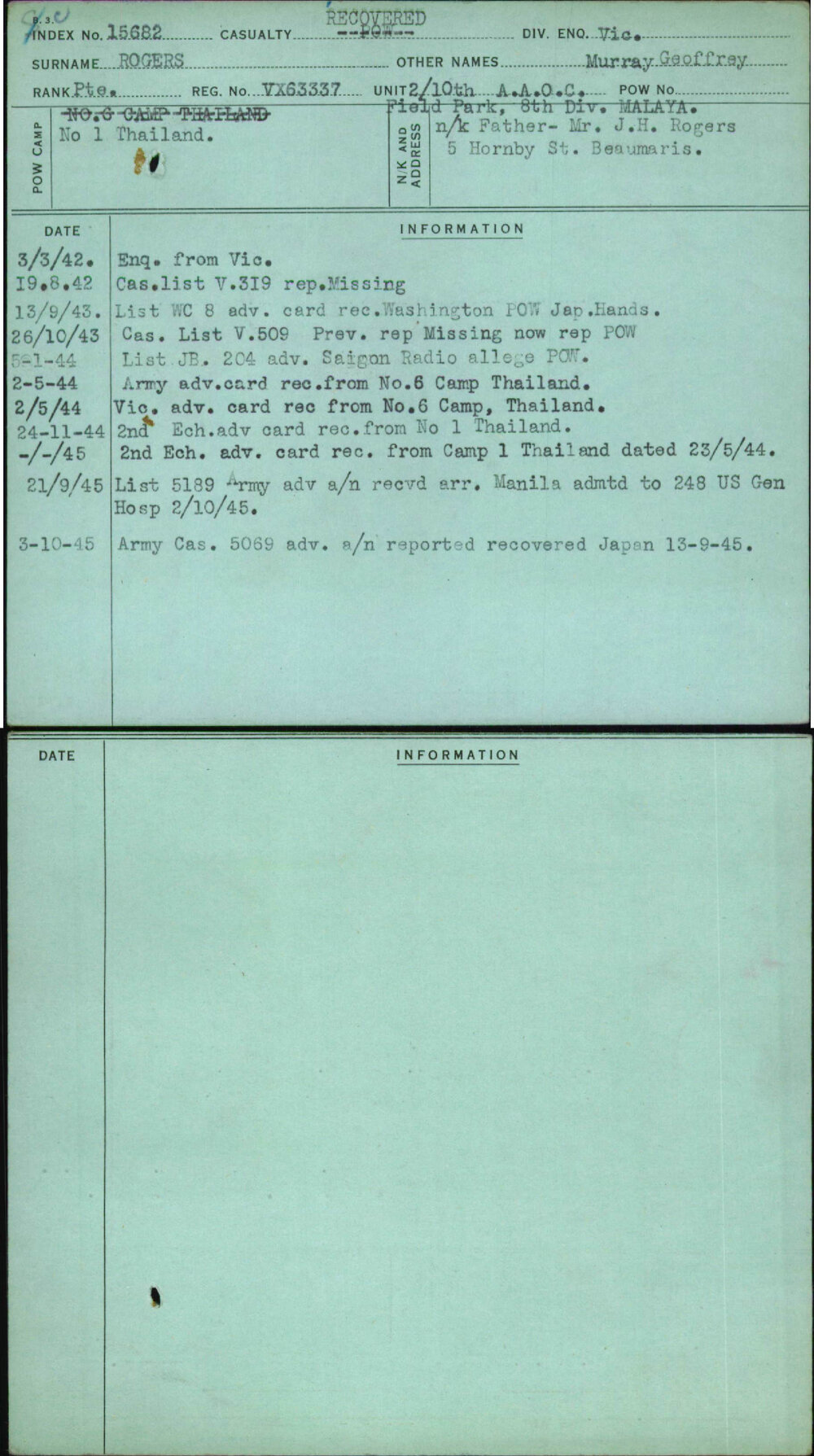 Rogers, Murray Geoffrey, VX63337