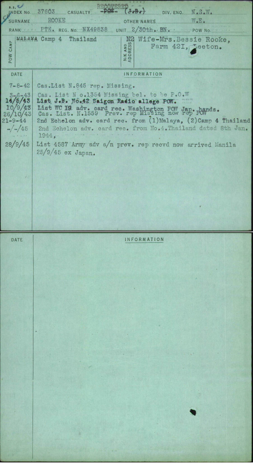 Rooke, W E, NX49838