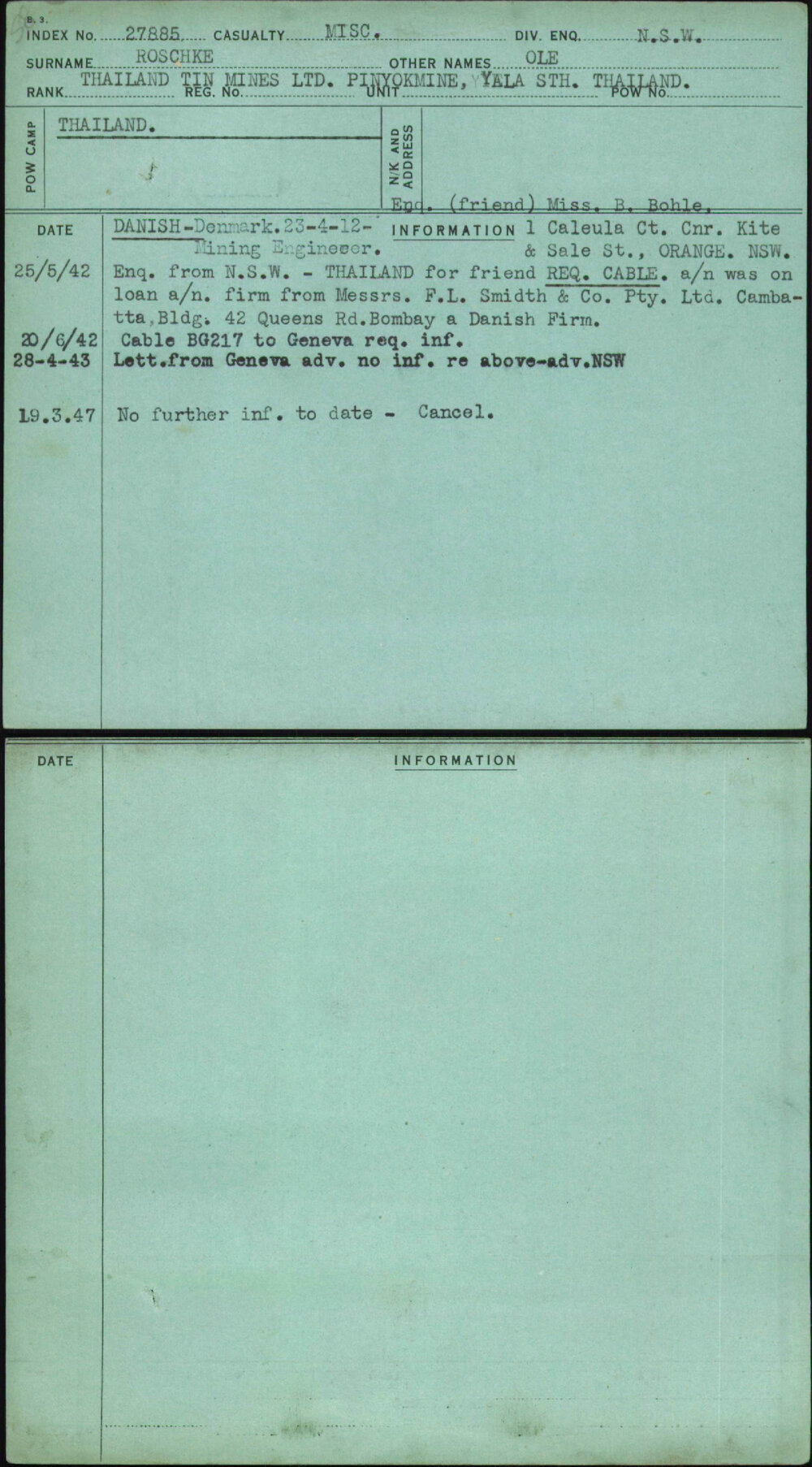 Roschke, Ole, [No Service Number]