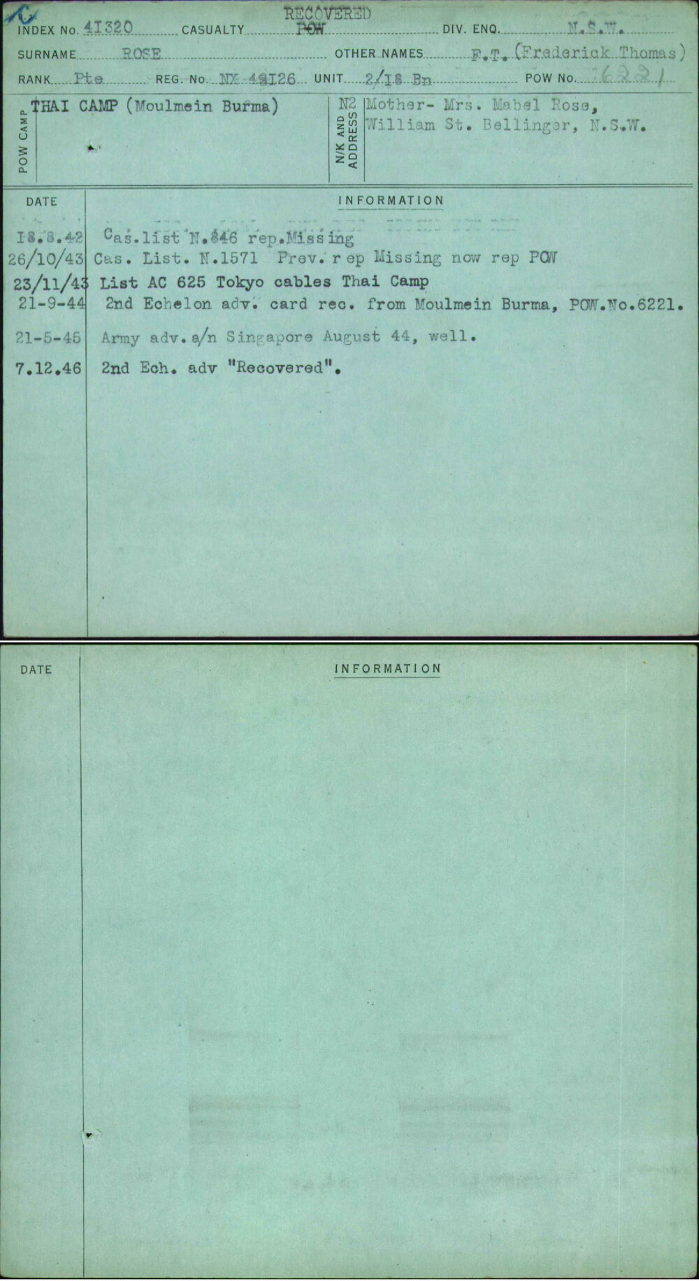 Rose, F T (Frederick Thomas), NX48126